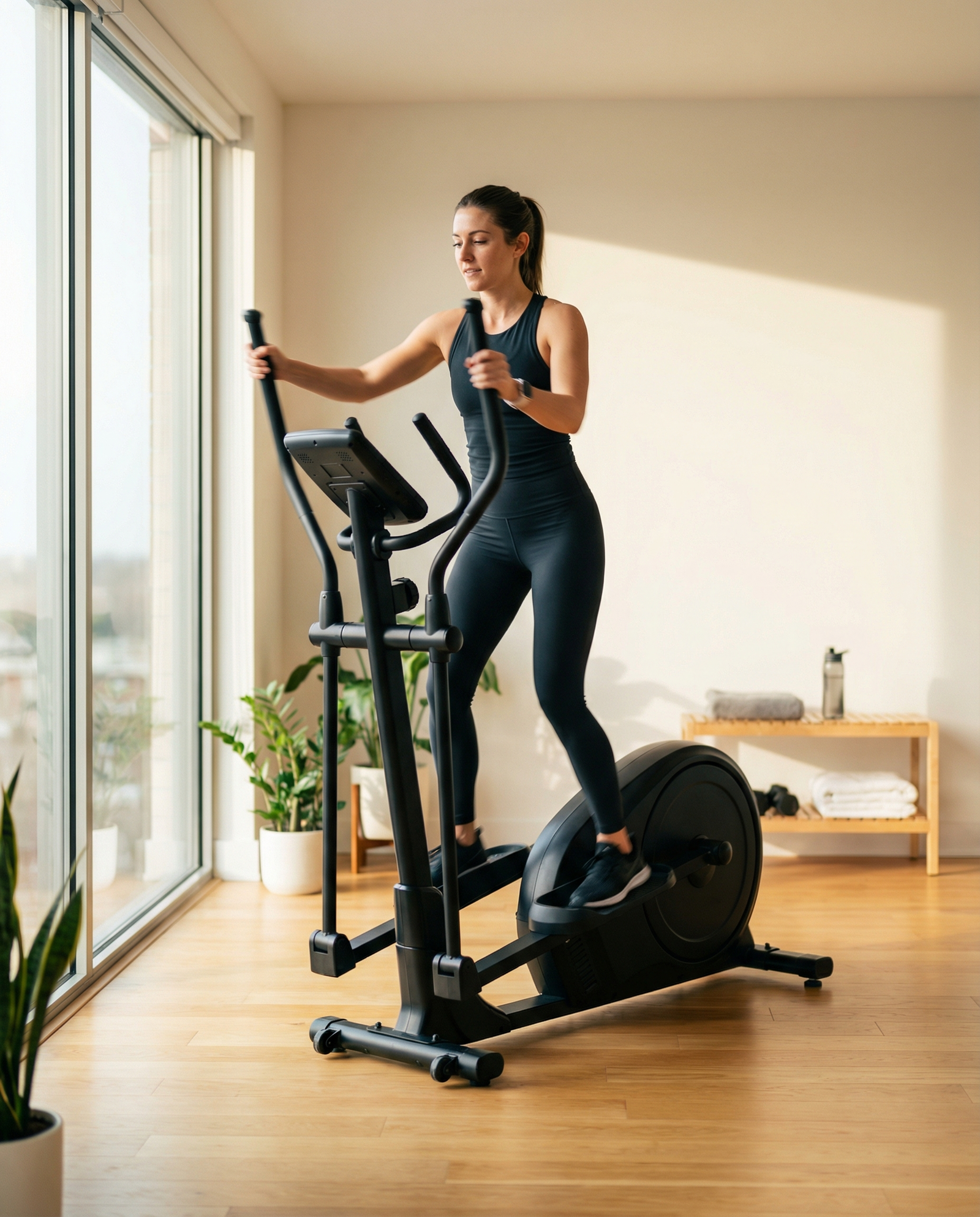 Elliptical Cross Trainer – Home Cardio Exercise Machine (Black)