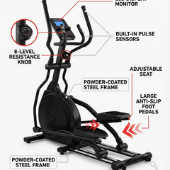 Elliptical Cross Trainer – Home Cardio Exercise Machine (Black)