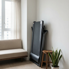Smart Folding Treadmill with Handlebar Controls – Compact Home Running Machine
