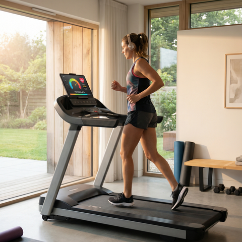 Smart Folding Treadmill with Handlebar Controls – Compact Home Running Machine