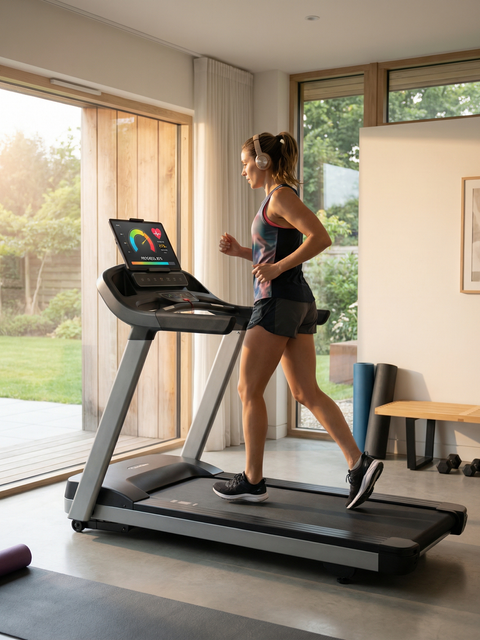 Smart Folding Treadmill with Handlebar Controls – Compact Home Running Machine