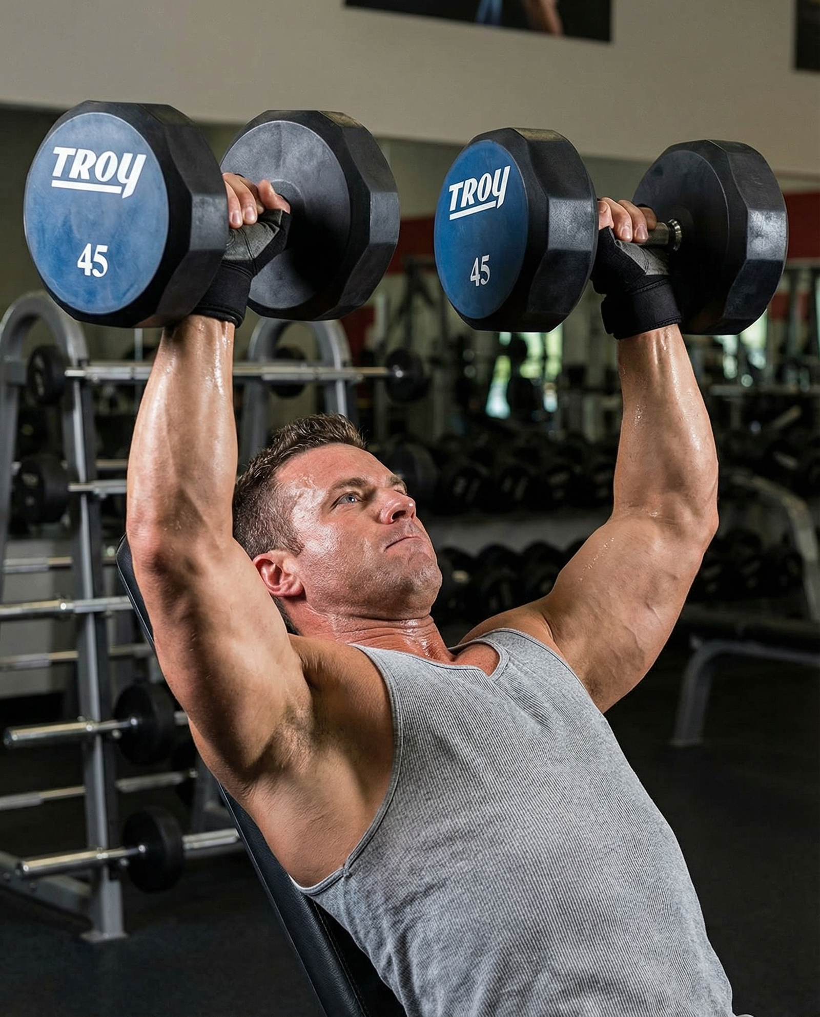 900lb 12-Sided Urethane 80-100lb Dumbbell Set by Troy Barbell