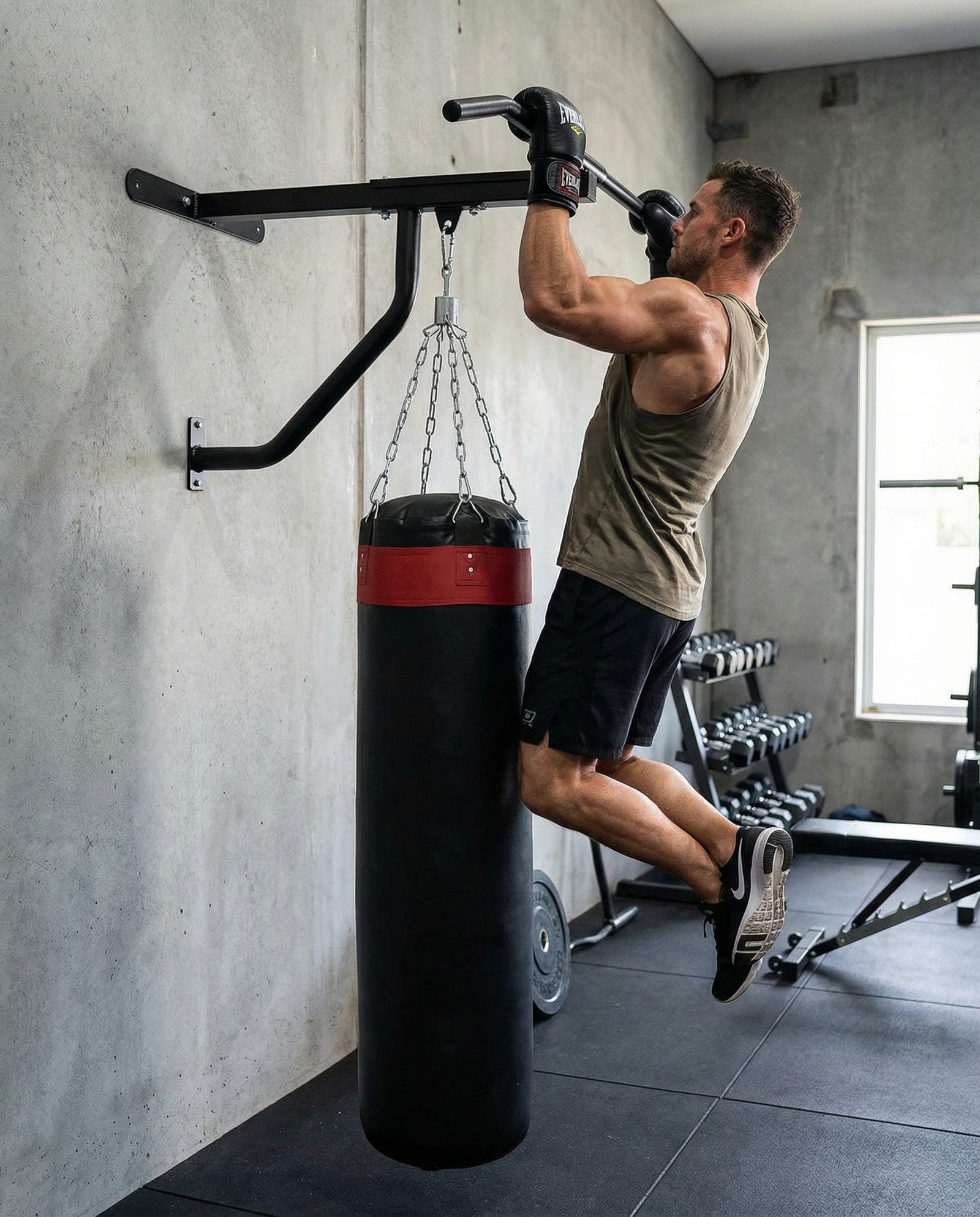 2-in-1 Heavy-Duty Punching Bag Bracket & Chin-Up Station