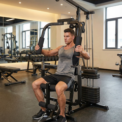 Multi-Station Home Gym – Compact Full-Body Strength Training System with Weight Stack