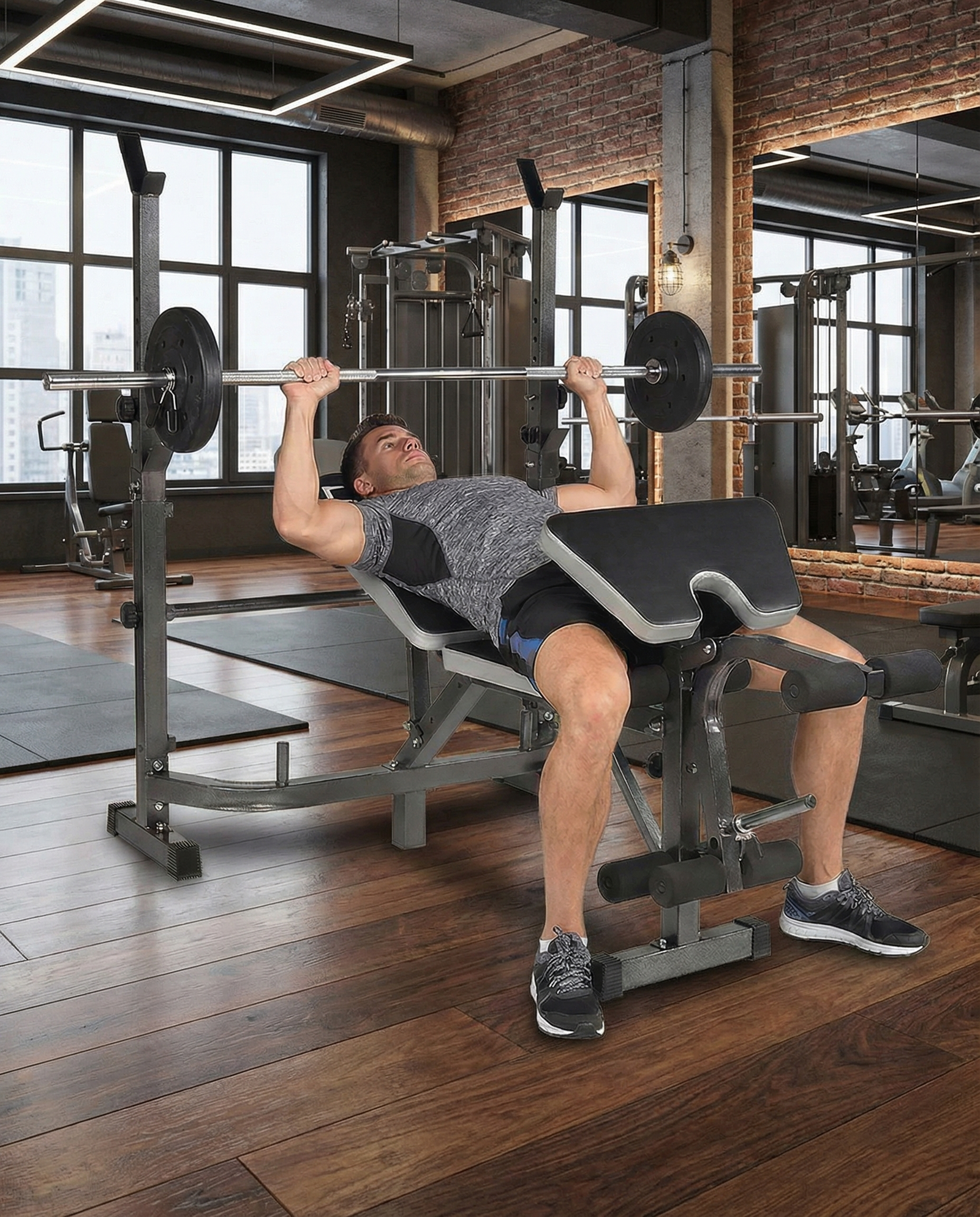 5-in-1 Multi-Function Home Gym System – Adjustable Full-Body Strength Training Bench