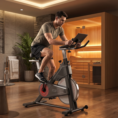 Enhanced Workout Experience Indoor Cycling Bike with Tablet Bracket
