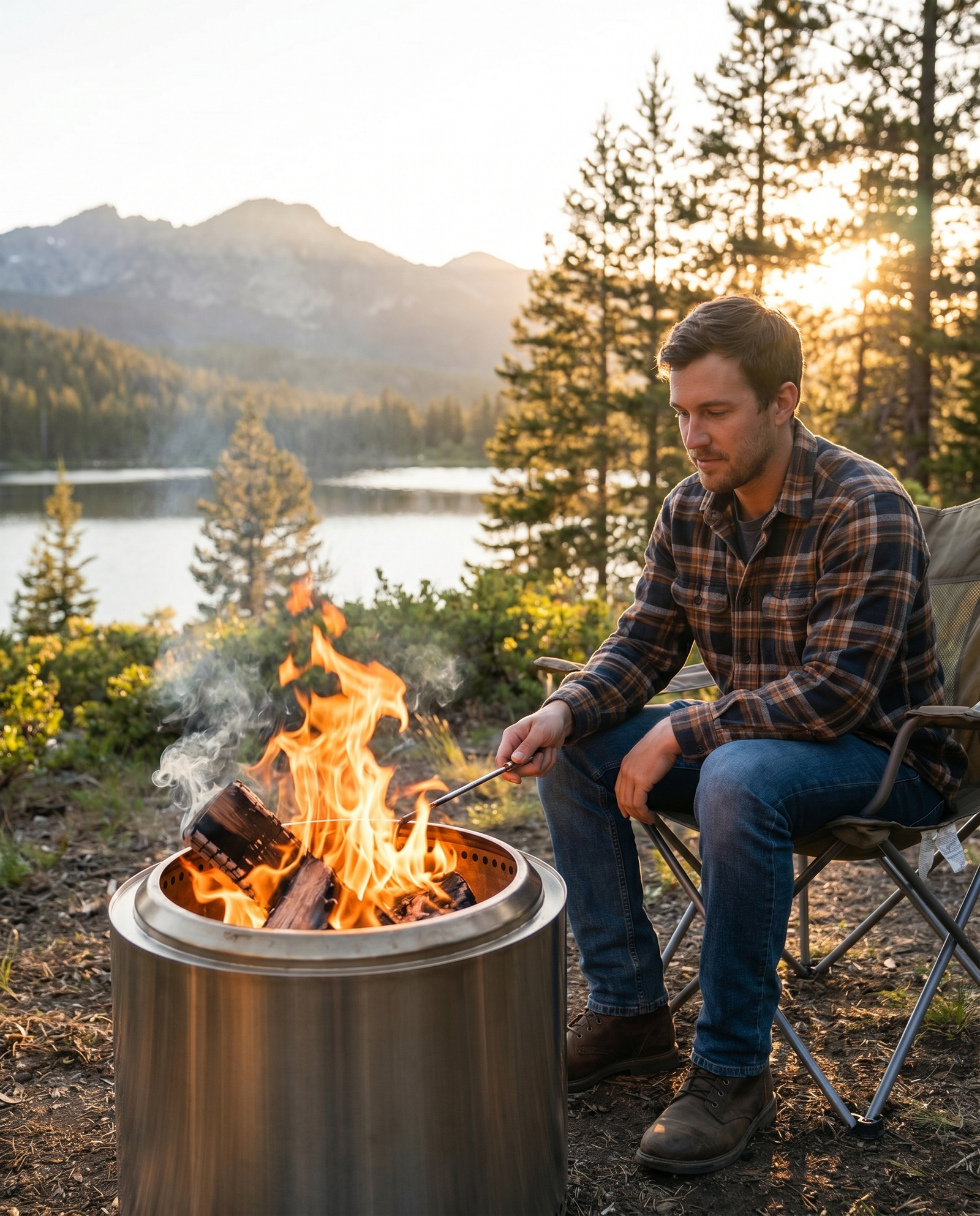 Portable Outdoor Fire Pit – Compact Sauna Companion with Grill & Adjustable Legs