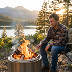 Portable Outdoor Fire Pit – Compact Sauna Companion with Grill & Adjustable Legs