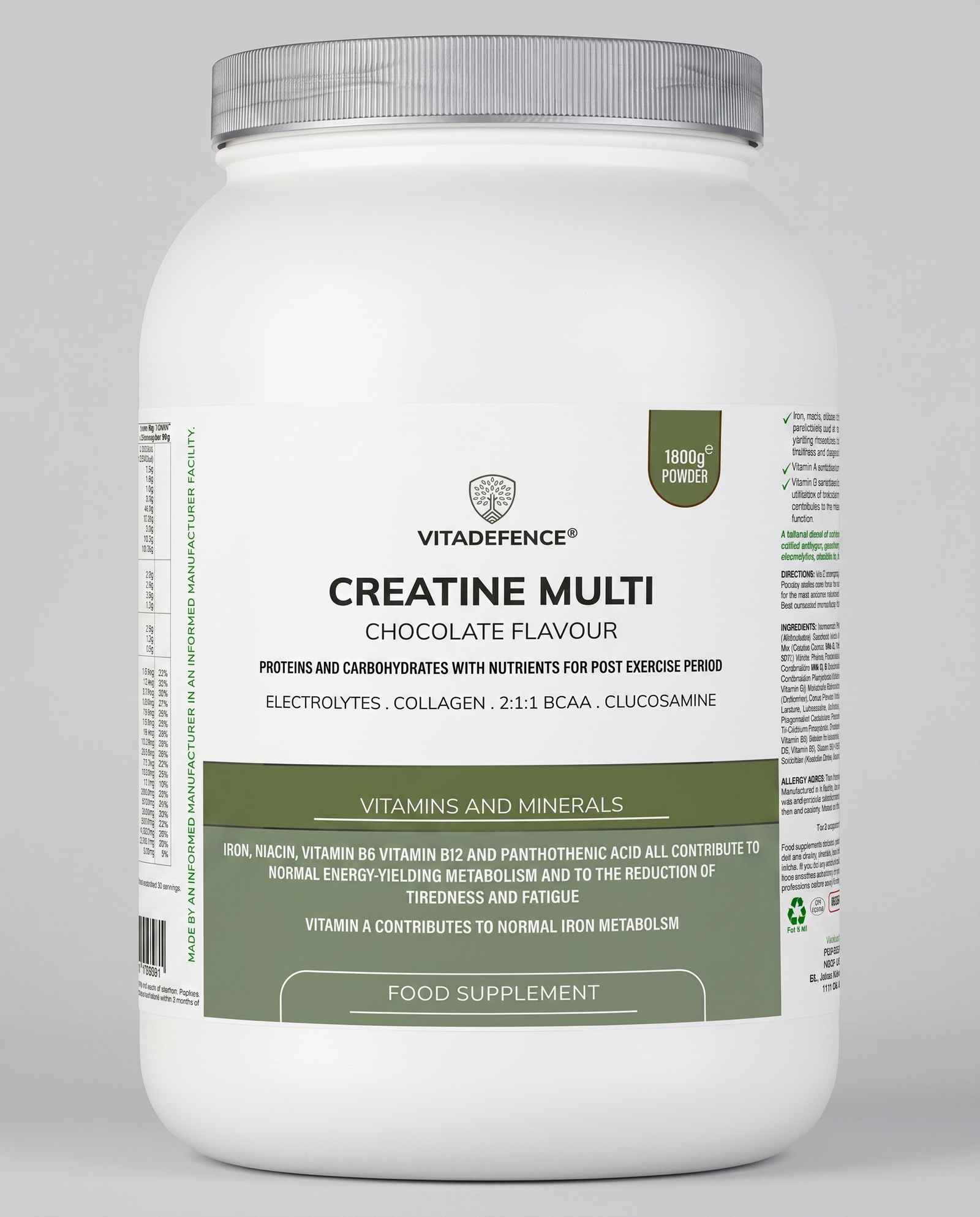 Creatine Multi | Chocolate Flavour Recovery Shake with BCAA, Collagen, Electrolytes, Vitamins & Minerals – 1.8 kg
