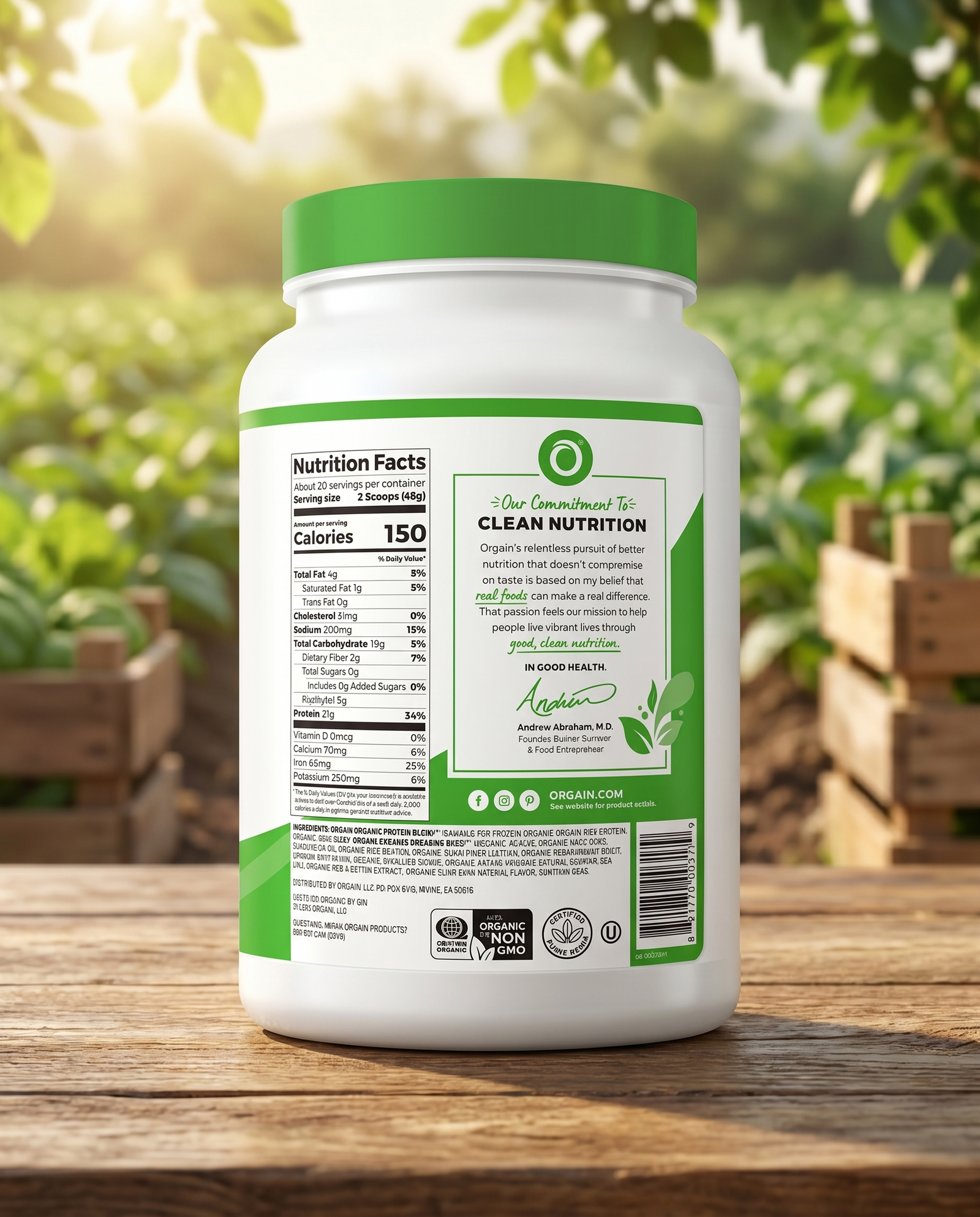 Orgain Organic Plant-Based Protein Powder with 21g Protein & 5g Fiber