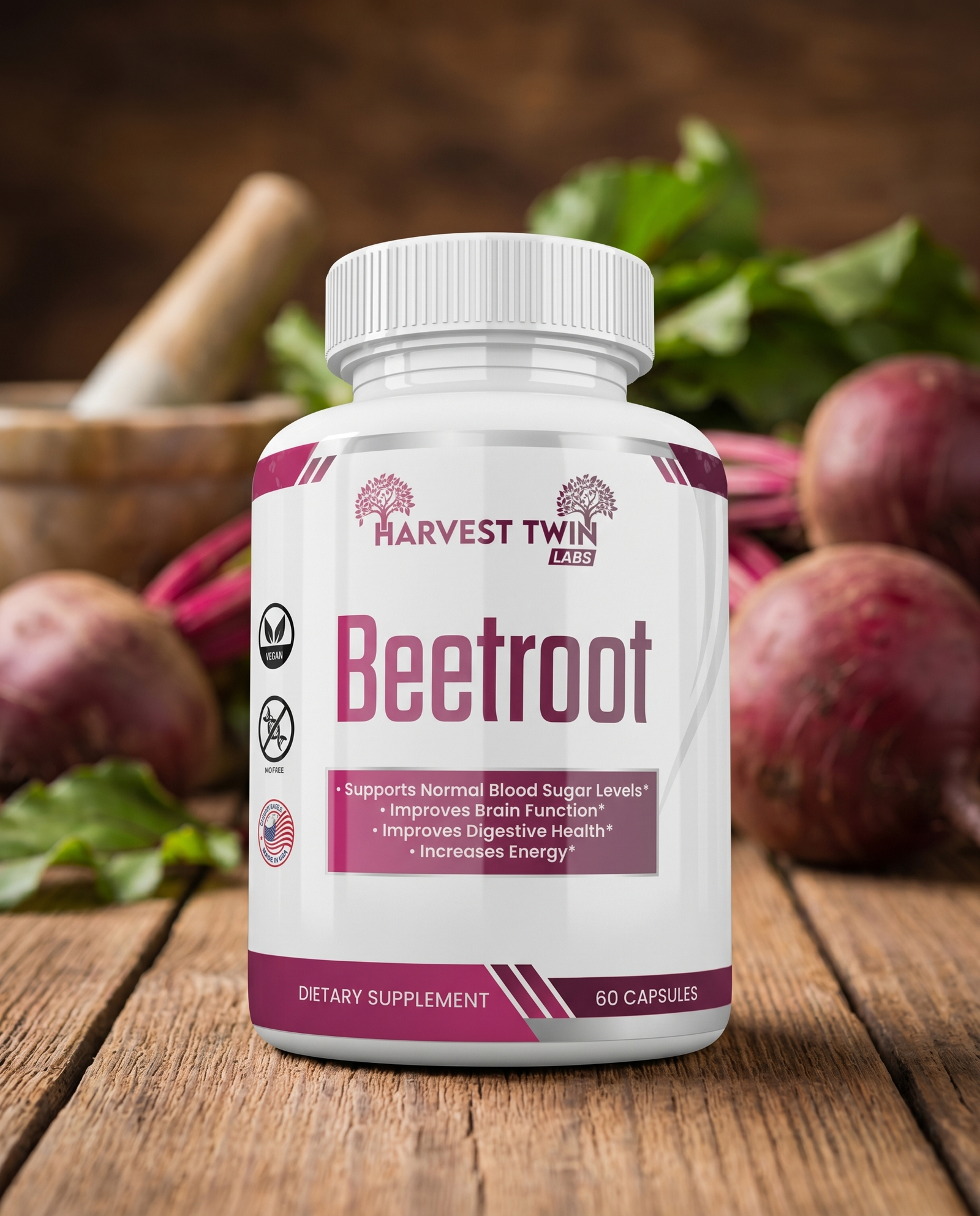 Harvest Twin Labs Beetroot Supplement for Energy, Focus & Daily Wellness