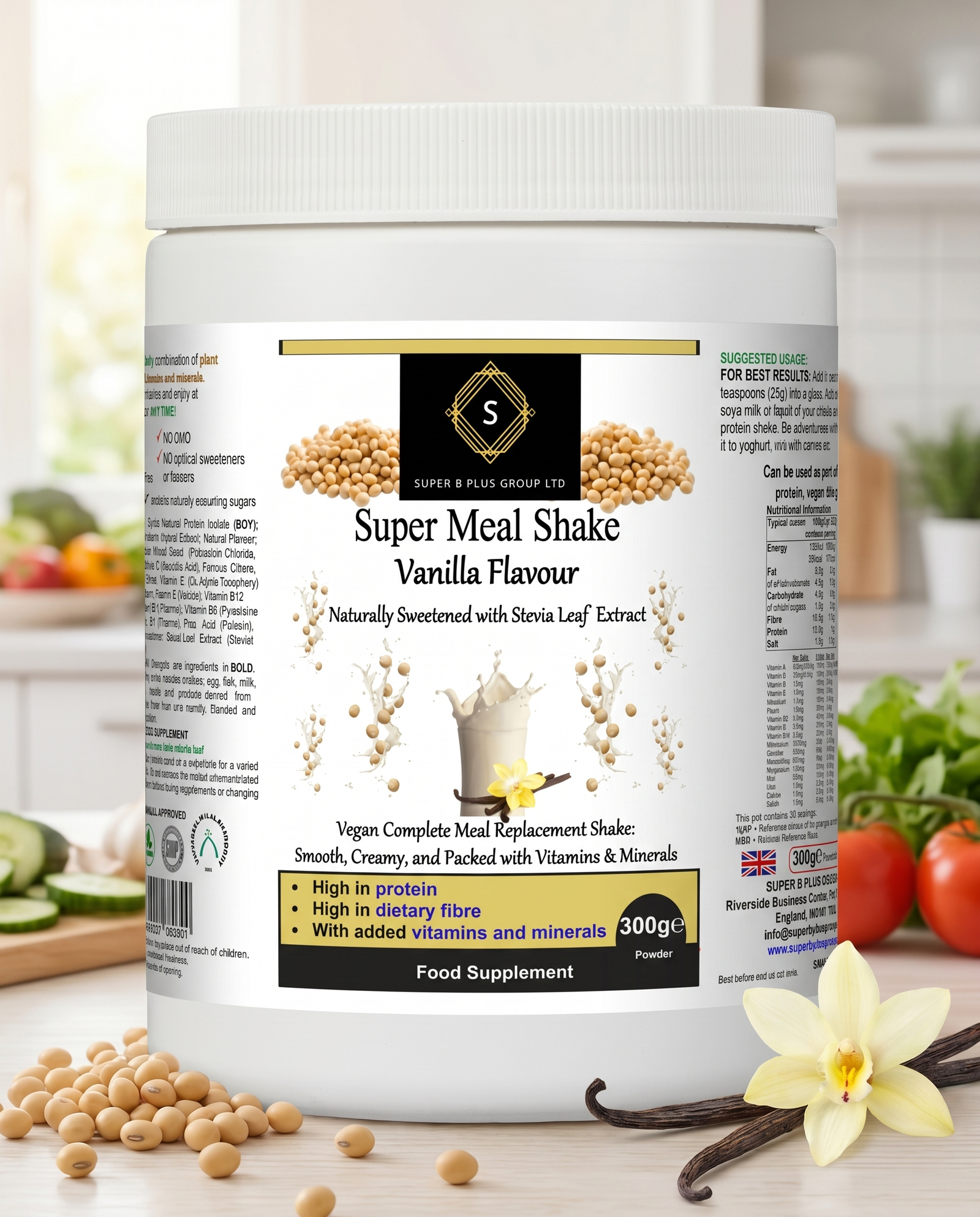 Super Meal Shake Vanilla – Vegan High Protein Meal Replacement with Vitamins & Fibre