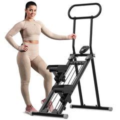 Foldable Vertical Climber Stair Stepper with Handlebar – Full Body Cardio Workout Machine