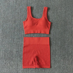 2PCS Women’s Seamless Yoga Set – Sports Bra & High-Waist Gym Shorts Workout Outfit (Breathable, Quick Dry, Anti-Pilling)